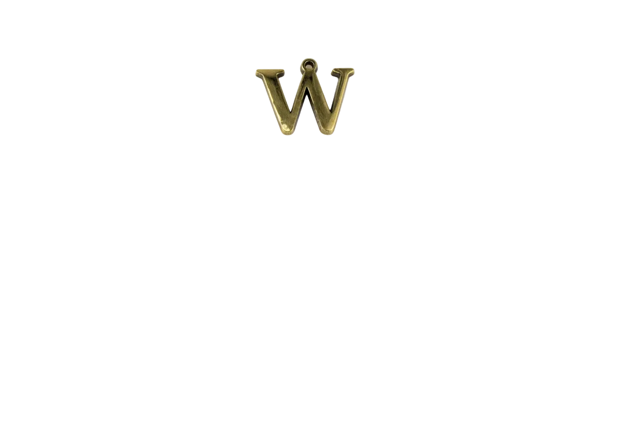 Gold letter W initial charm