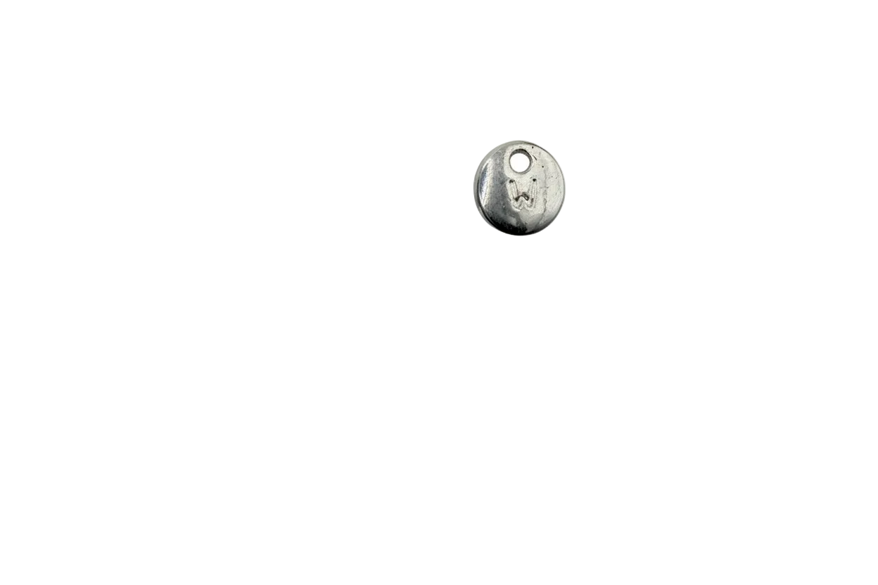 Silver disc with engraved W