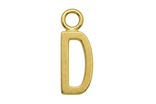 Gold textured block letter D initial with open center