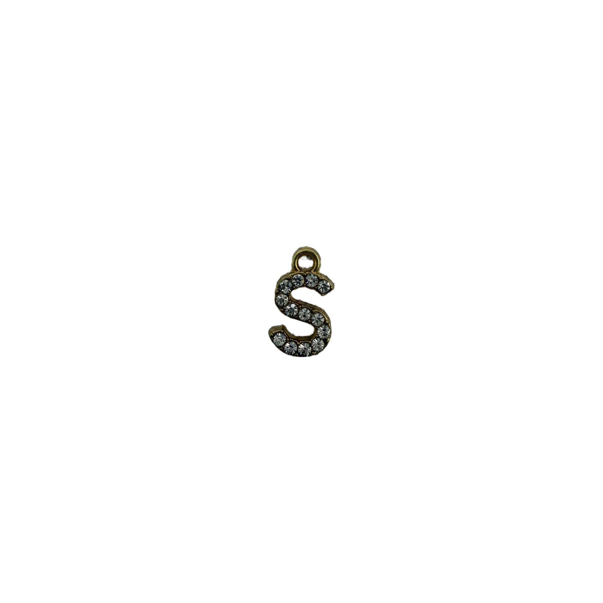 Gold letter S with clear pavé stones