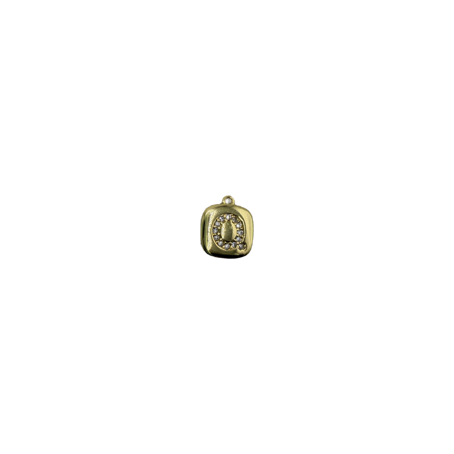 Gold initial Q tile with clear pavé crystals