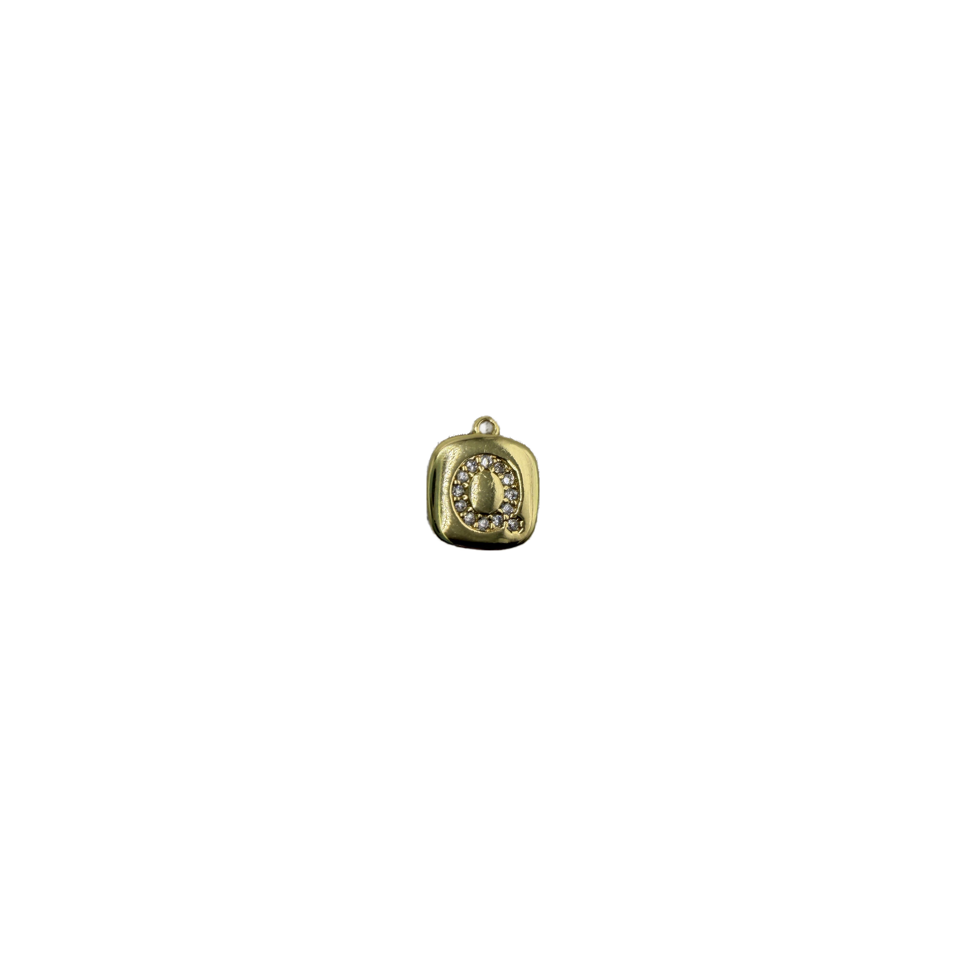Gold initial Q tile with clear pavé crystals