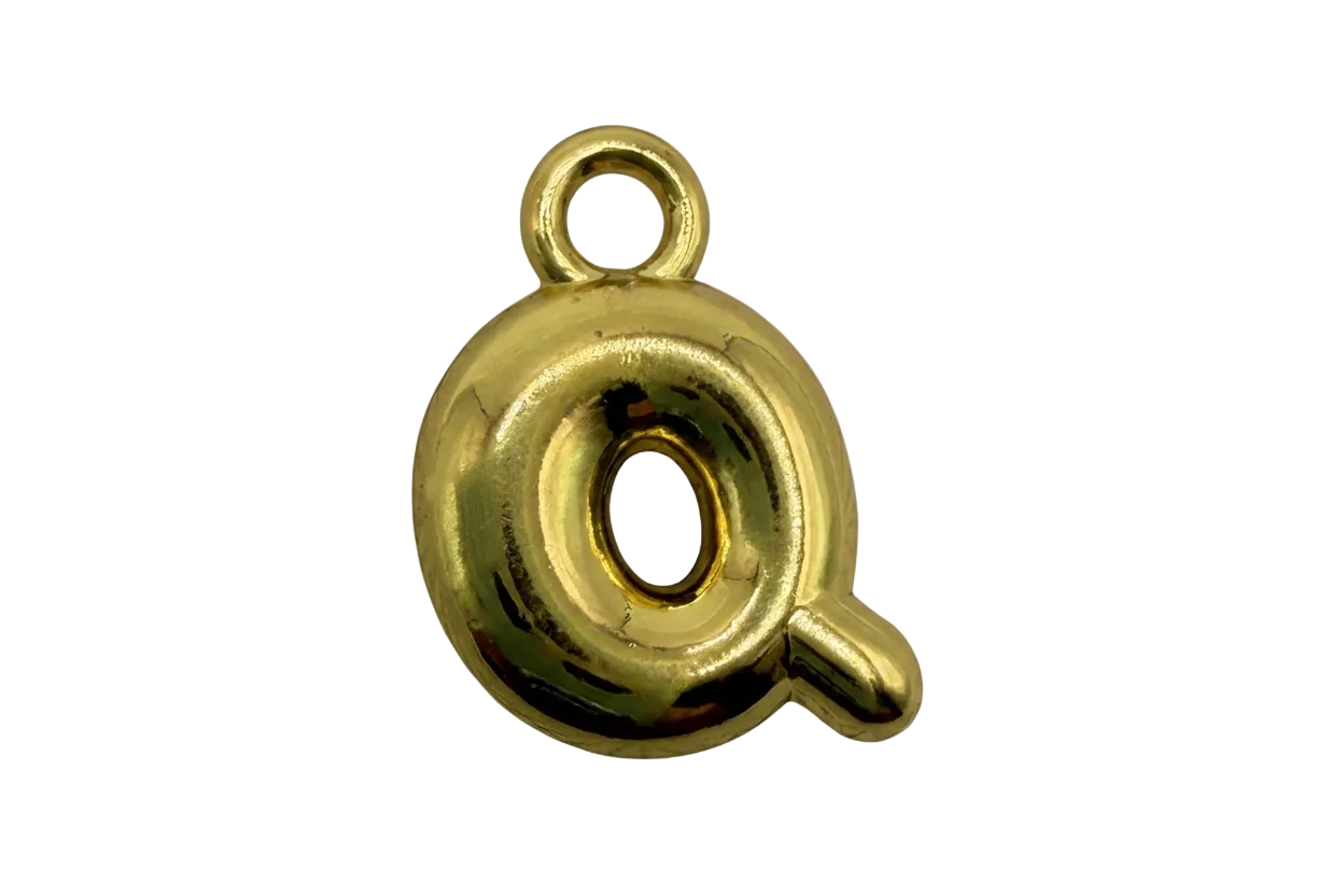 Polished gold teapot charm with rounded body and small spout