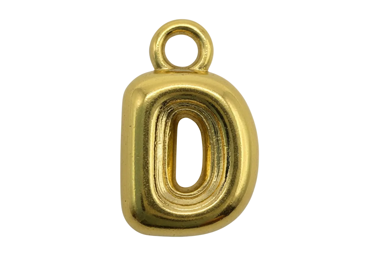 Polished gold puffy number zero pendant