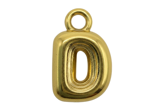 Polished gold puffy number zero pendant