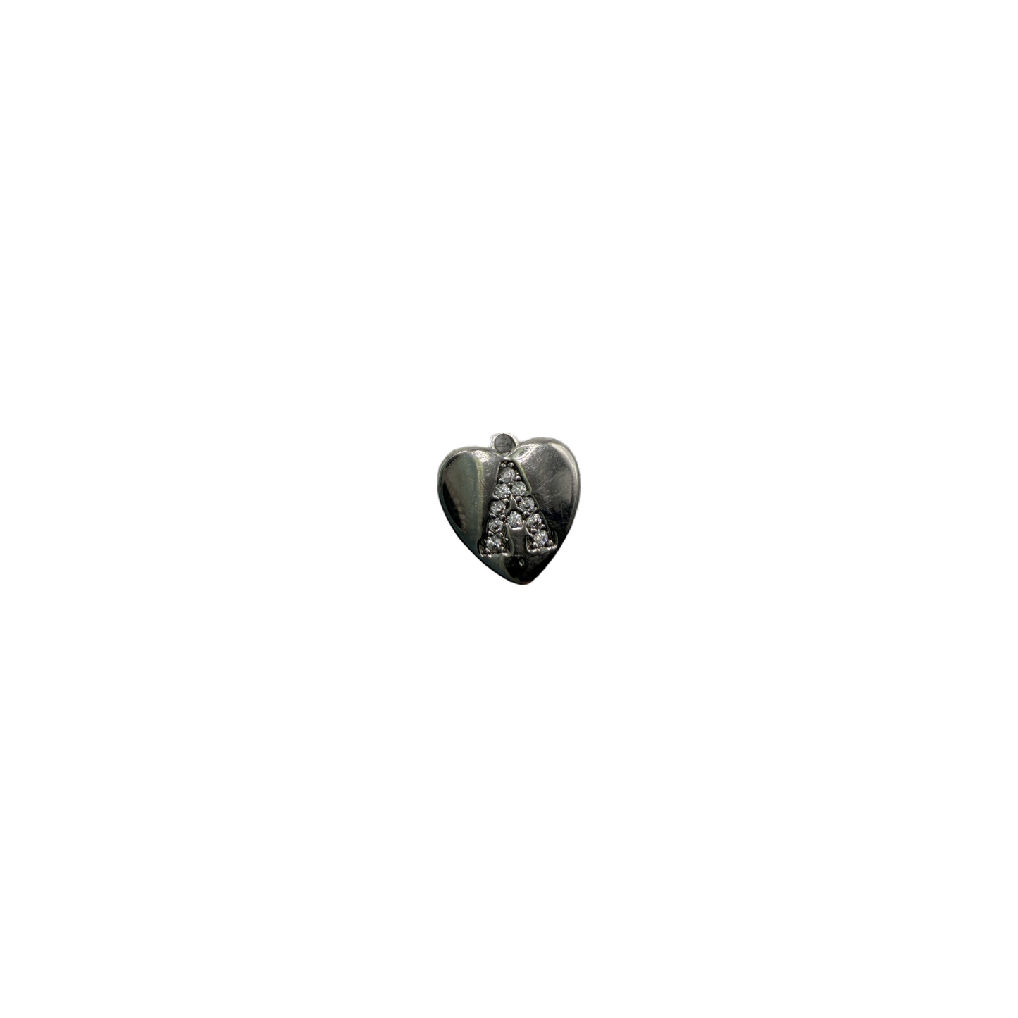 Silver heart with clear crystal cluster