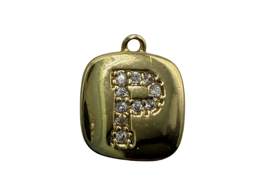 Gold pillow plaque charm with pav