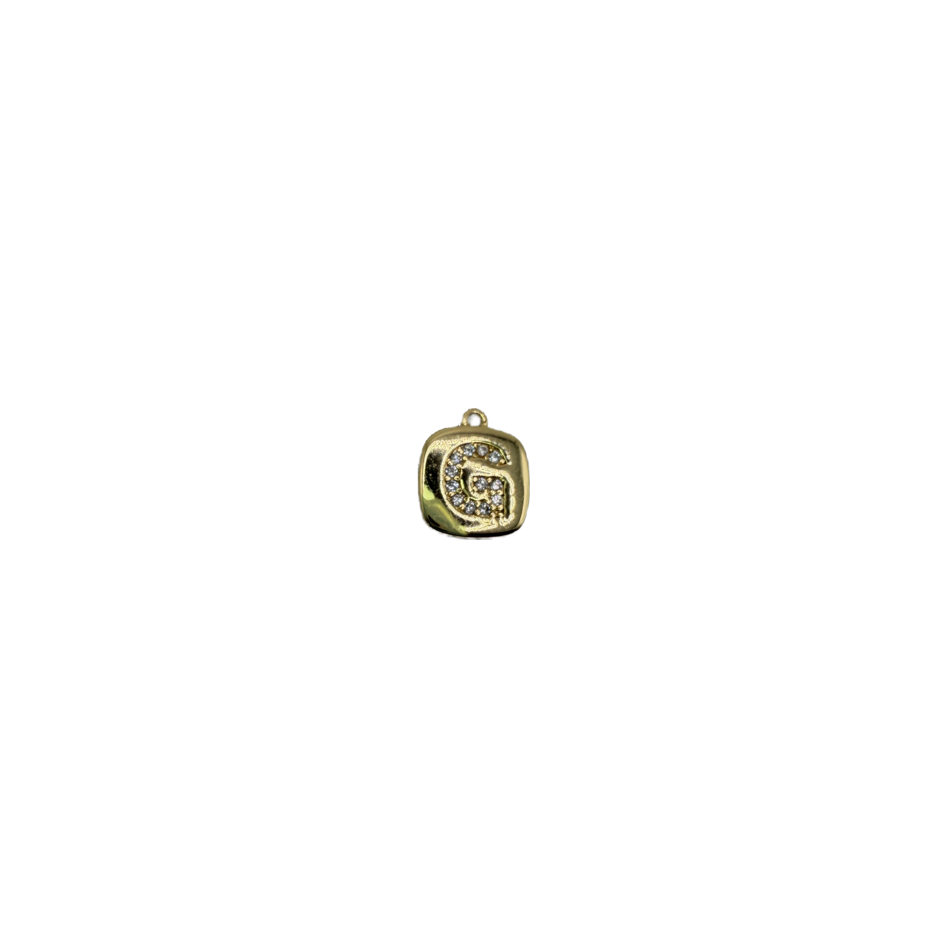Gold padlock with pavé initial G in clear crystals