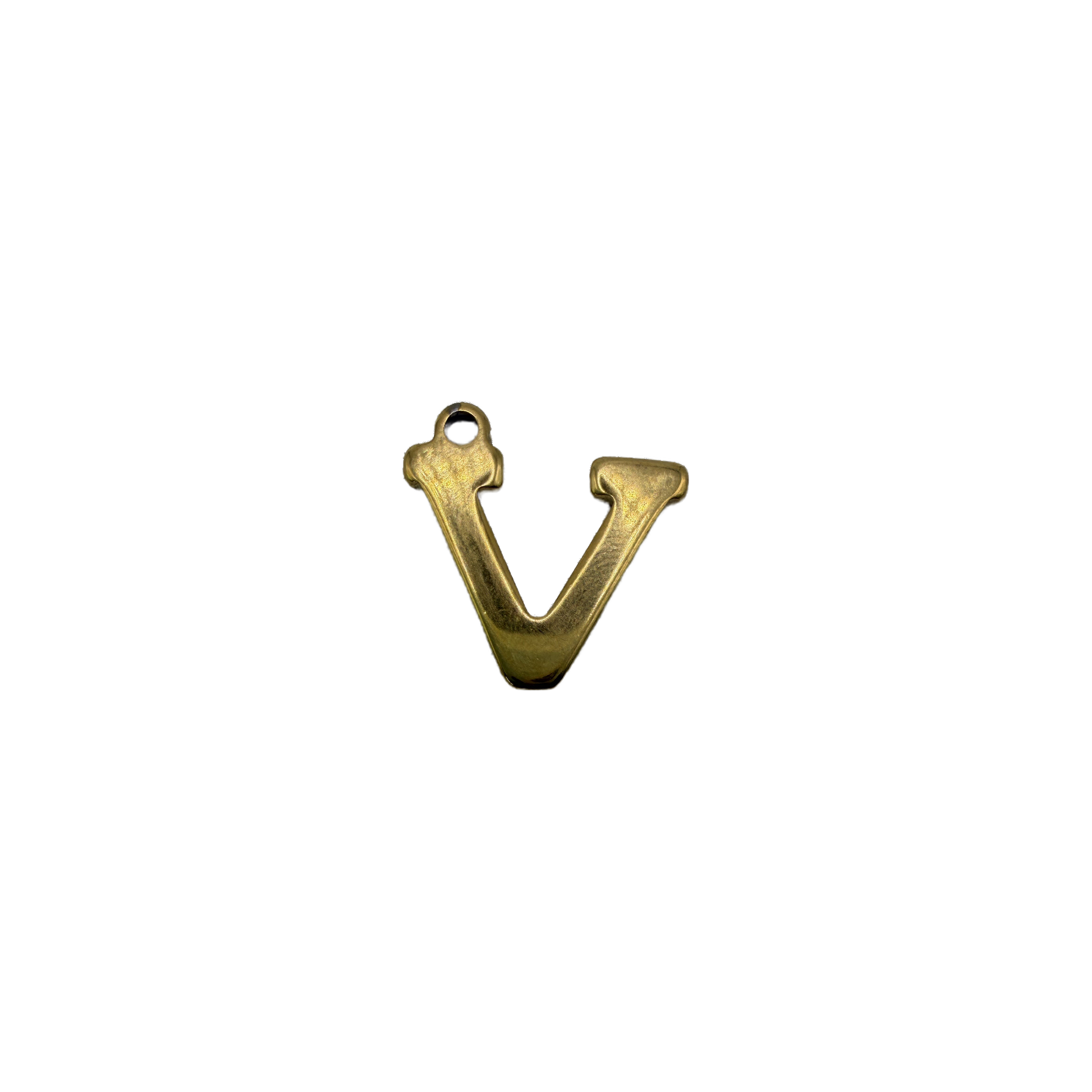 Polished gold letter V initial