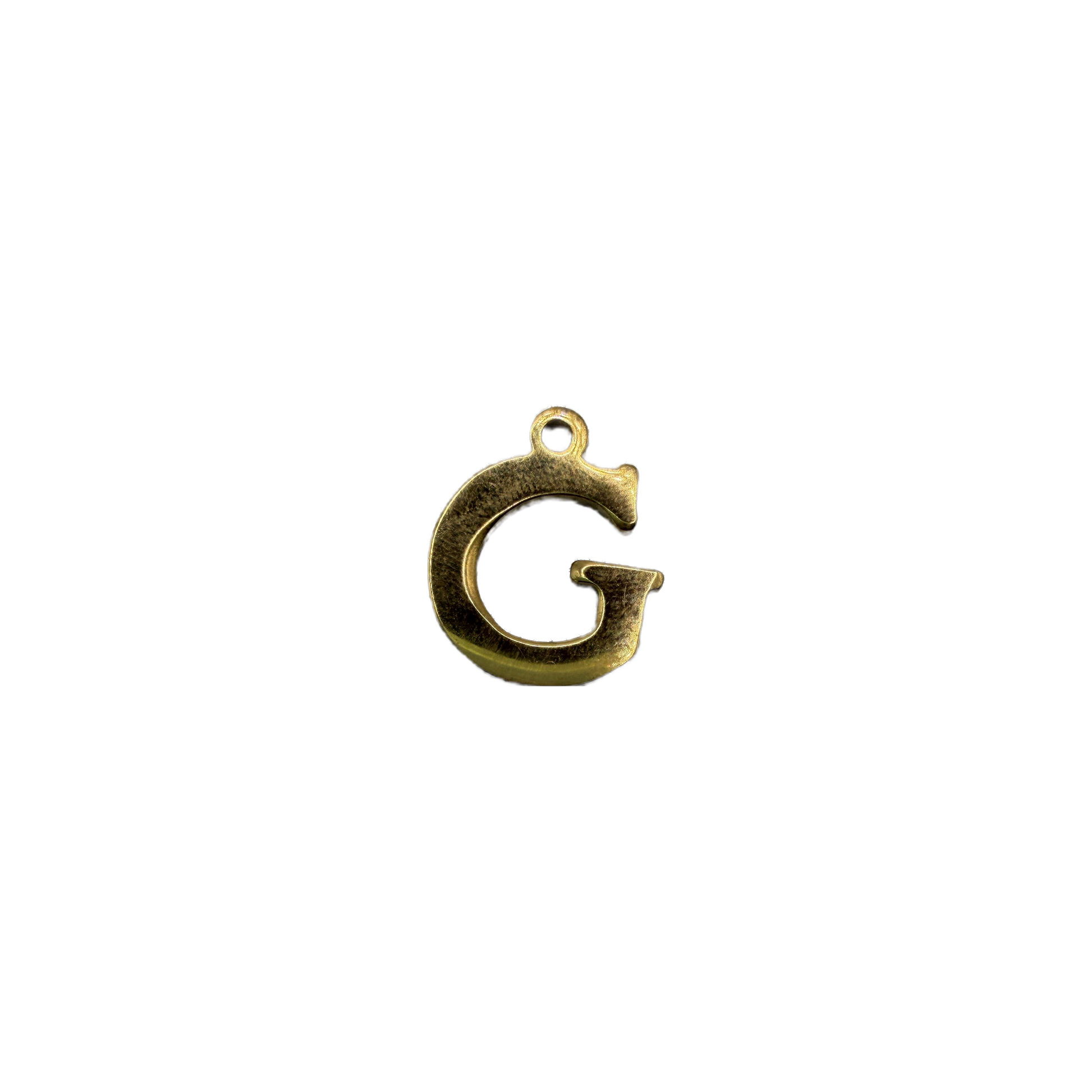 Gold letter G initial pendant with textured finish