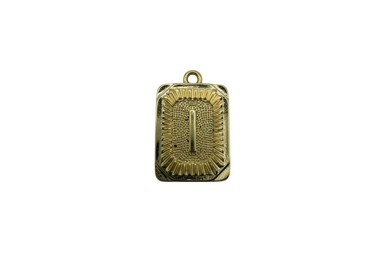 Gold textured rectangle tag with ridged border