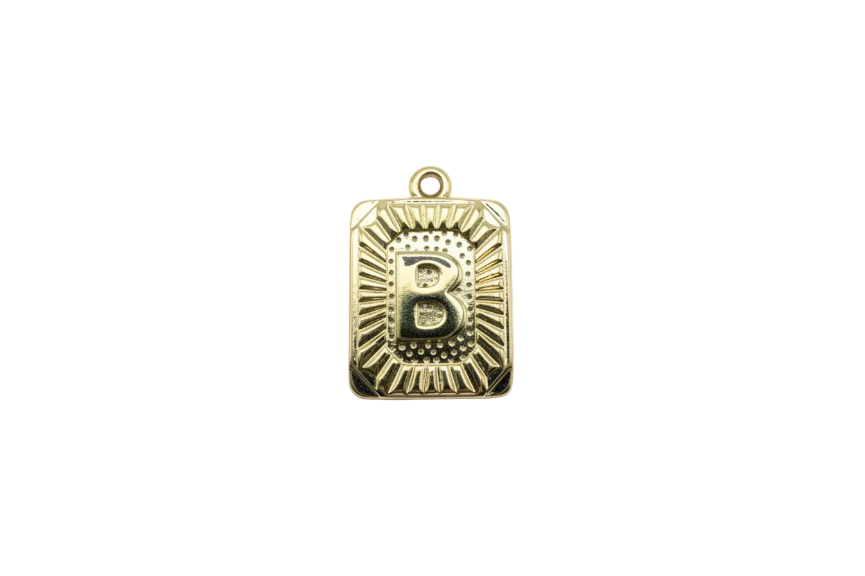 Gold initial B tablet with textured border