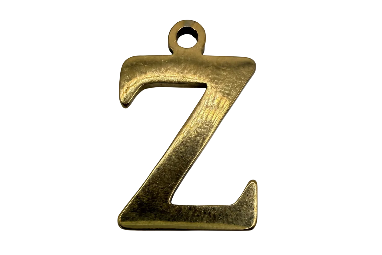 Gold letter Z initial charm with satin textured finish