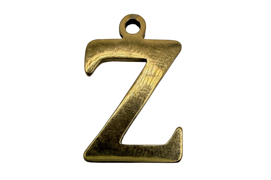 Gold letter Z initial charm with satin textured finish