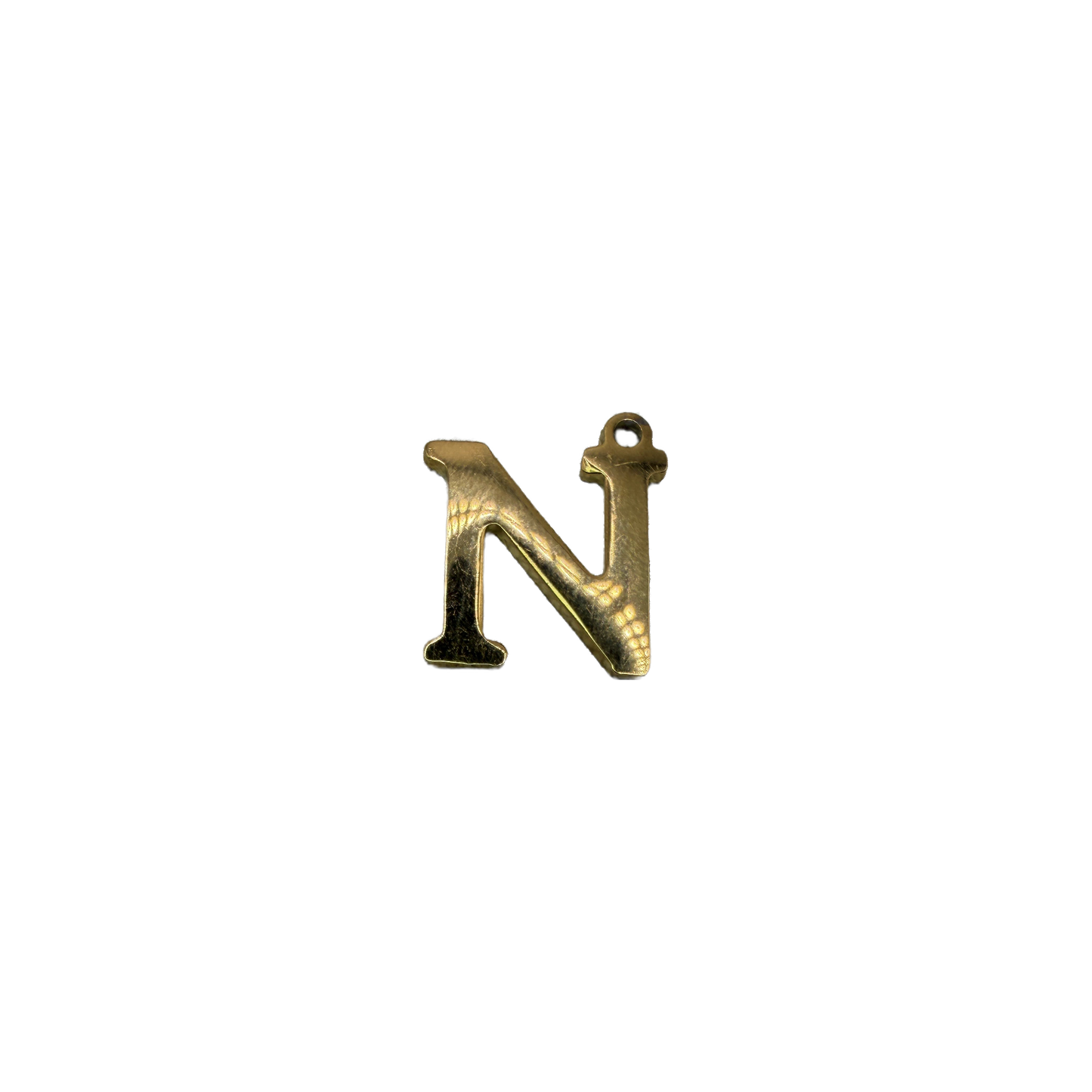 Polished gold initial N letter
