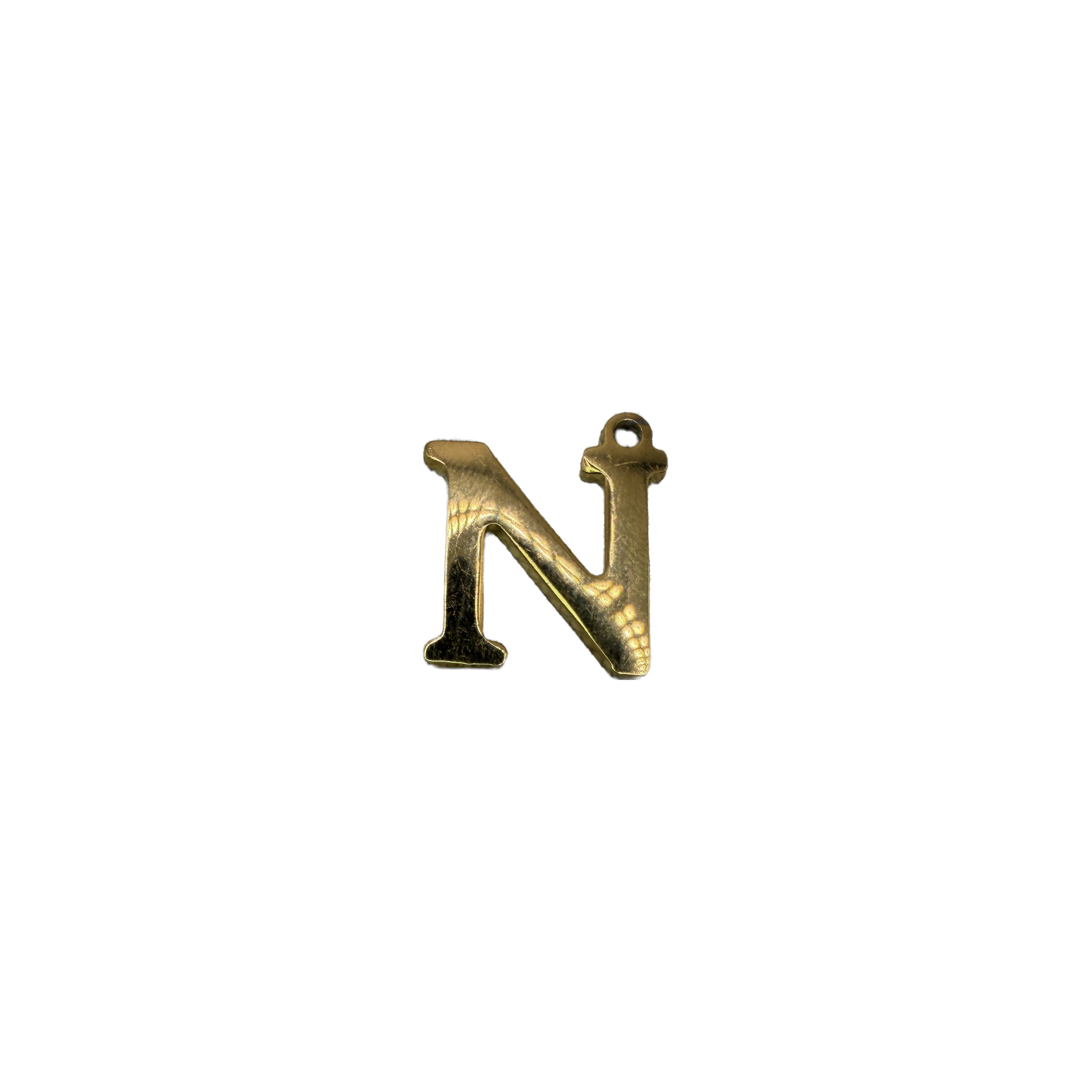 Polished gold initial N letter