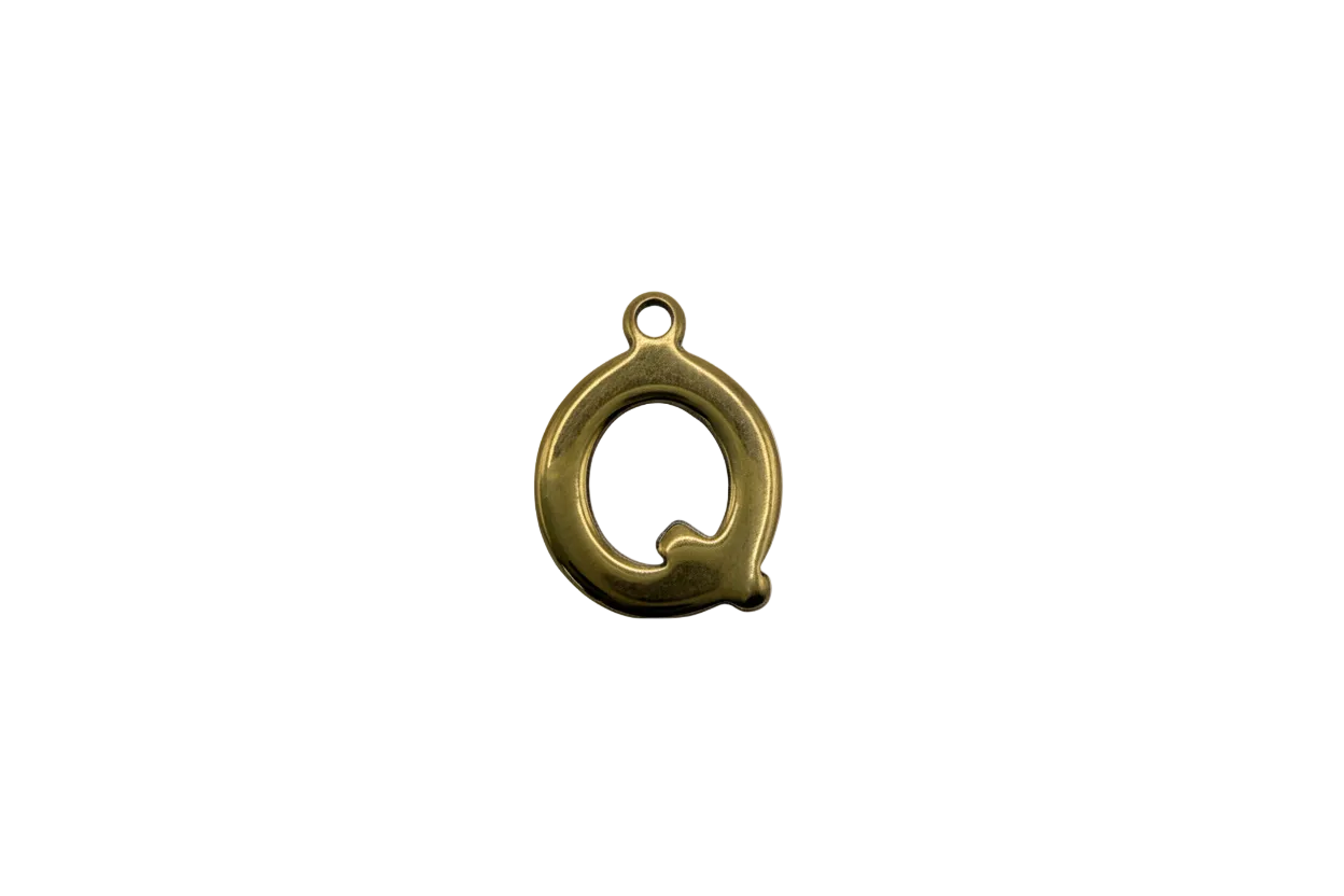 Polished gold initial Q, rounded profile
