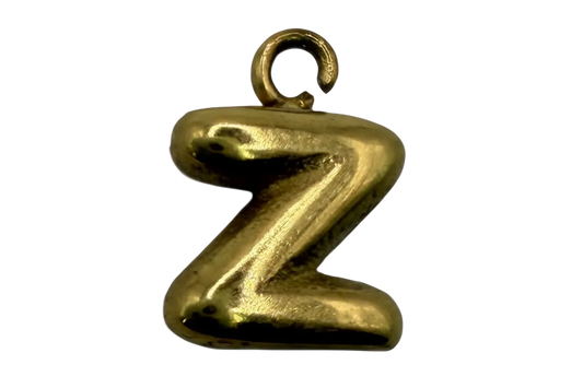 Polished gold letter Z initial with rounded, puffy silhouette