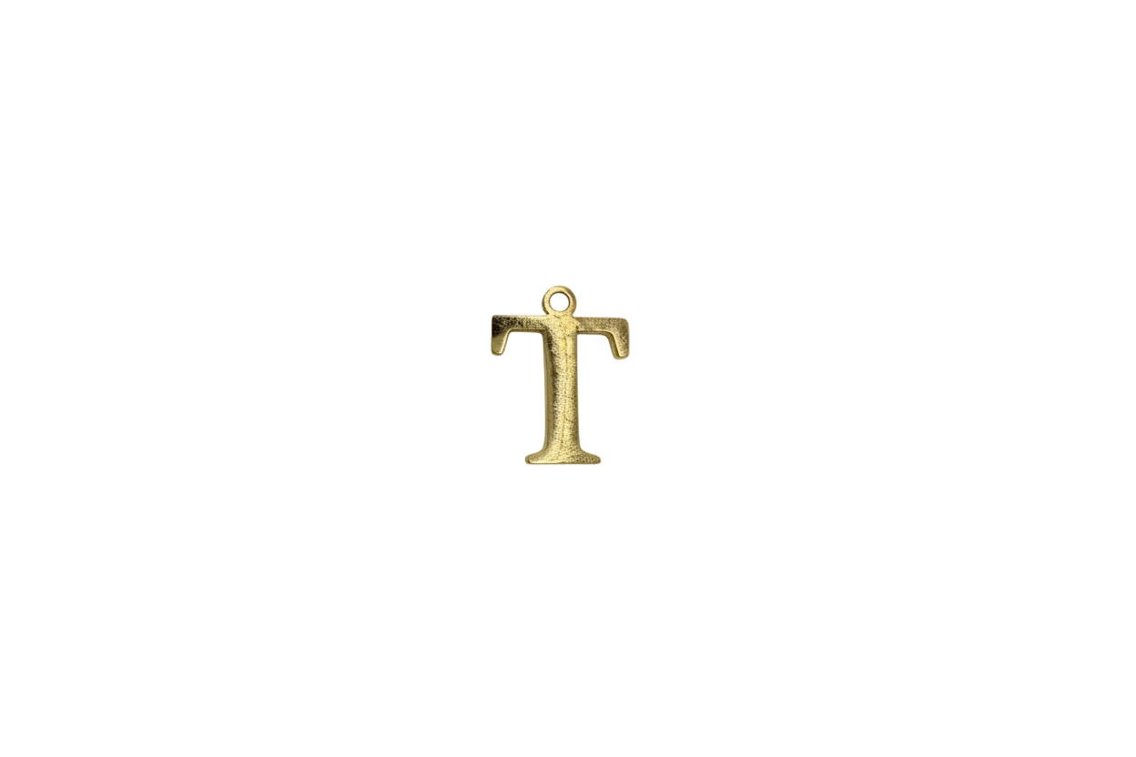 Textured gold letter T on black background