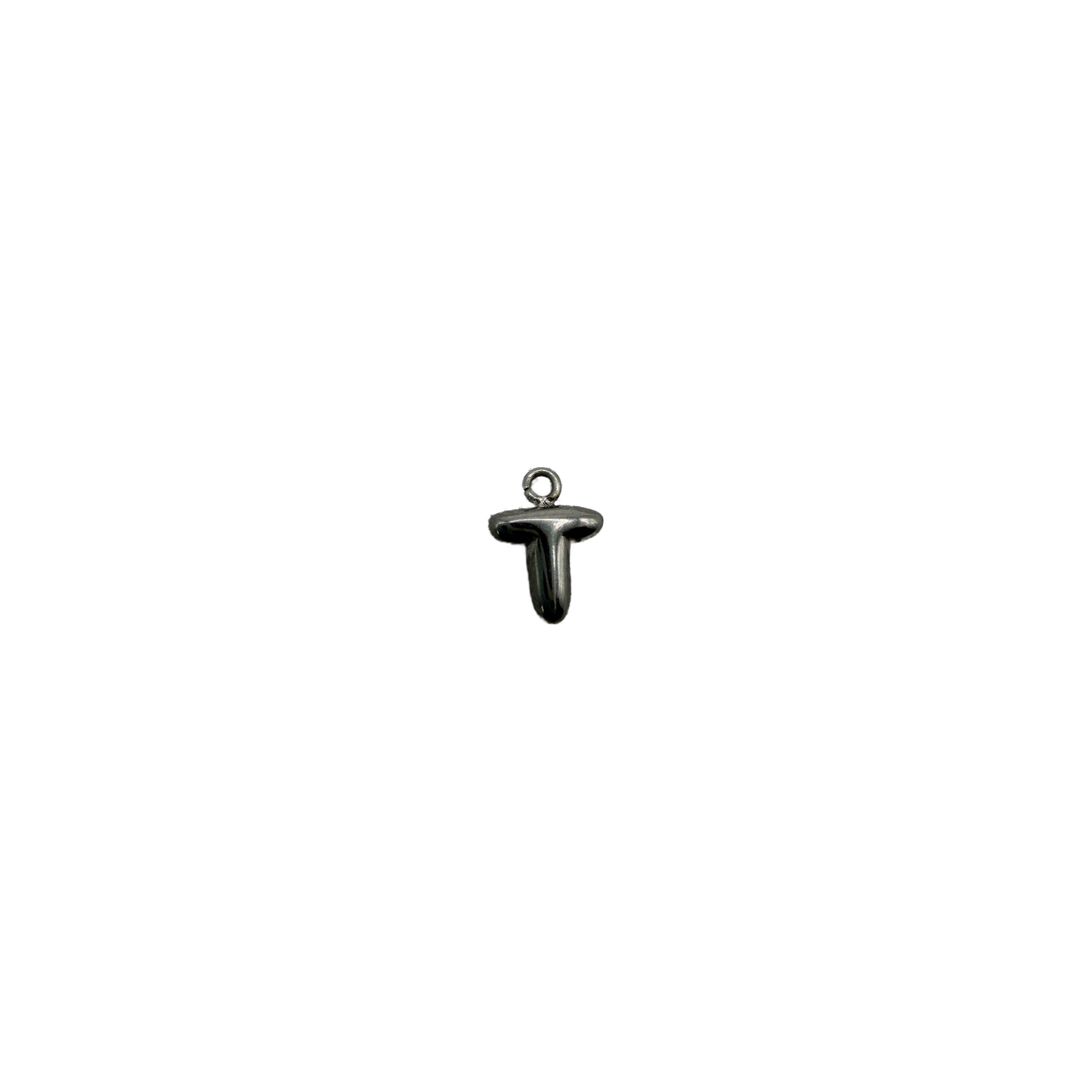 Polished silver letter T charm