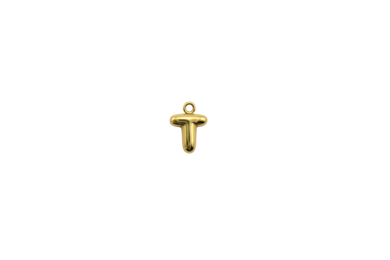 Polished gold letter T initial
