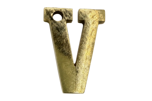 Textured gold block letter V