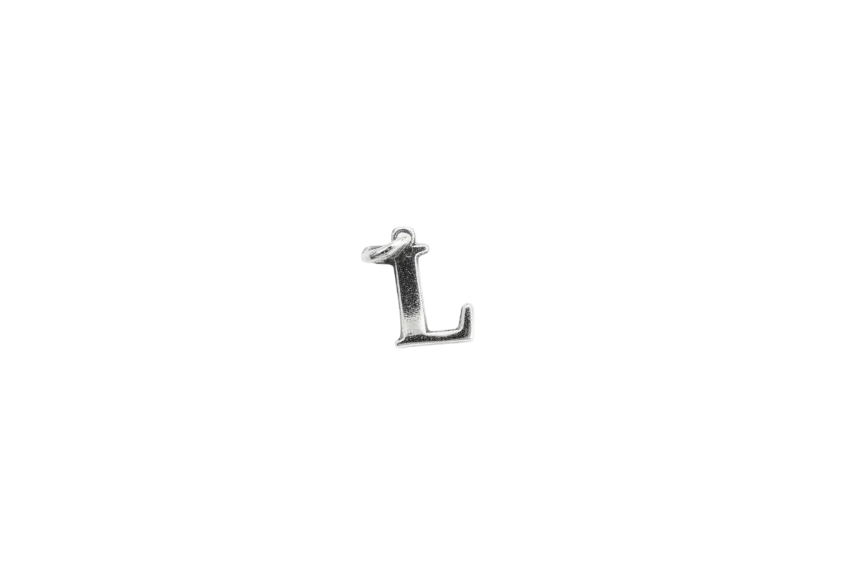 Silver letter L initial, polished finish