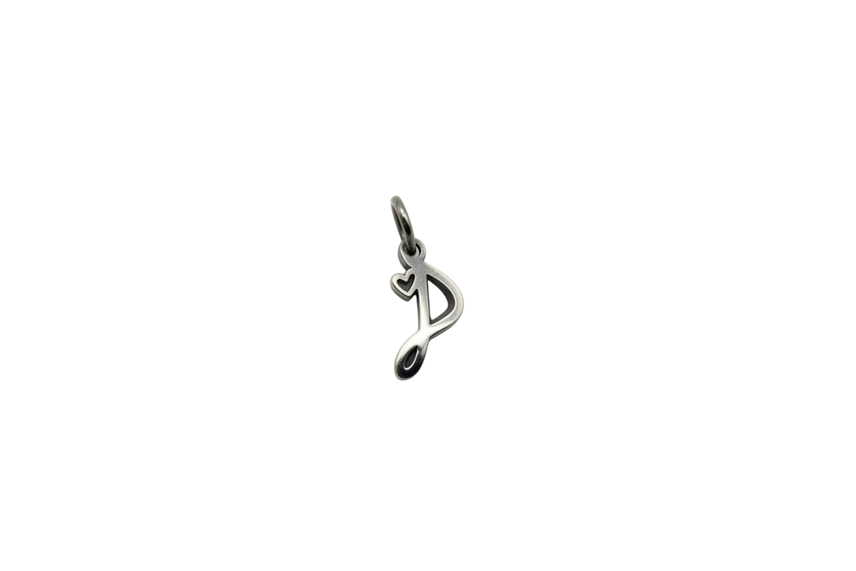 Silver treble clef note with heart cutout