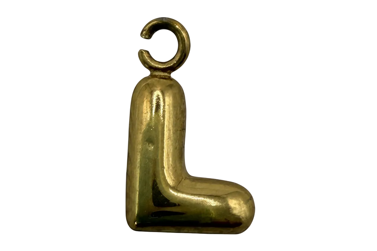 Glossy puffy letter L balloon in gold finish