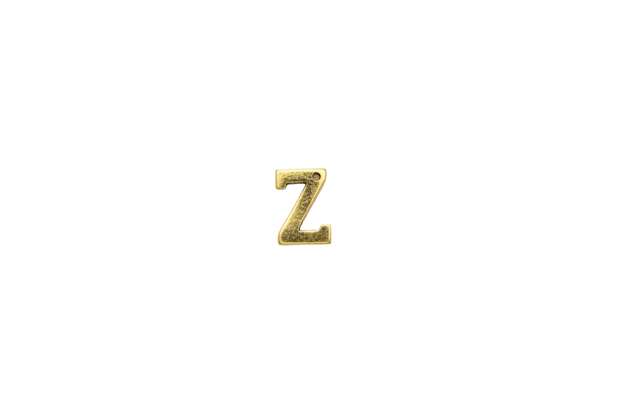 Textured gold letter Z with antiqued finish