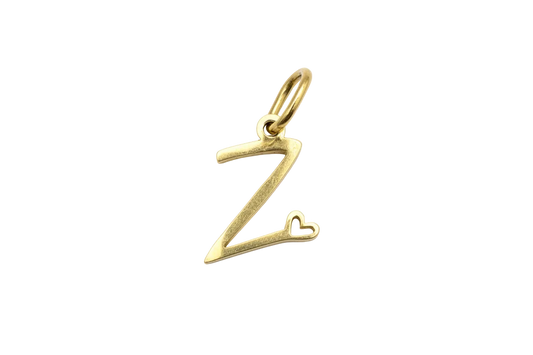 Gold letter Z initial with a small heart detail at the base