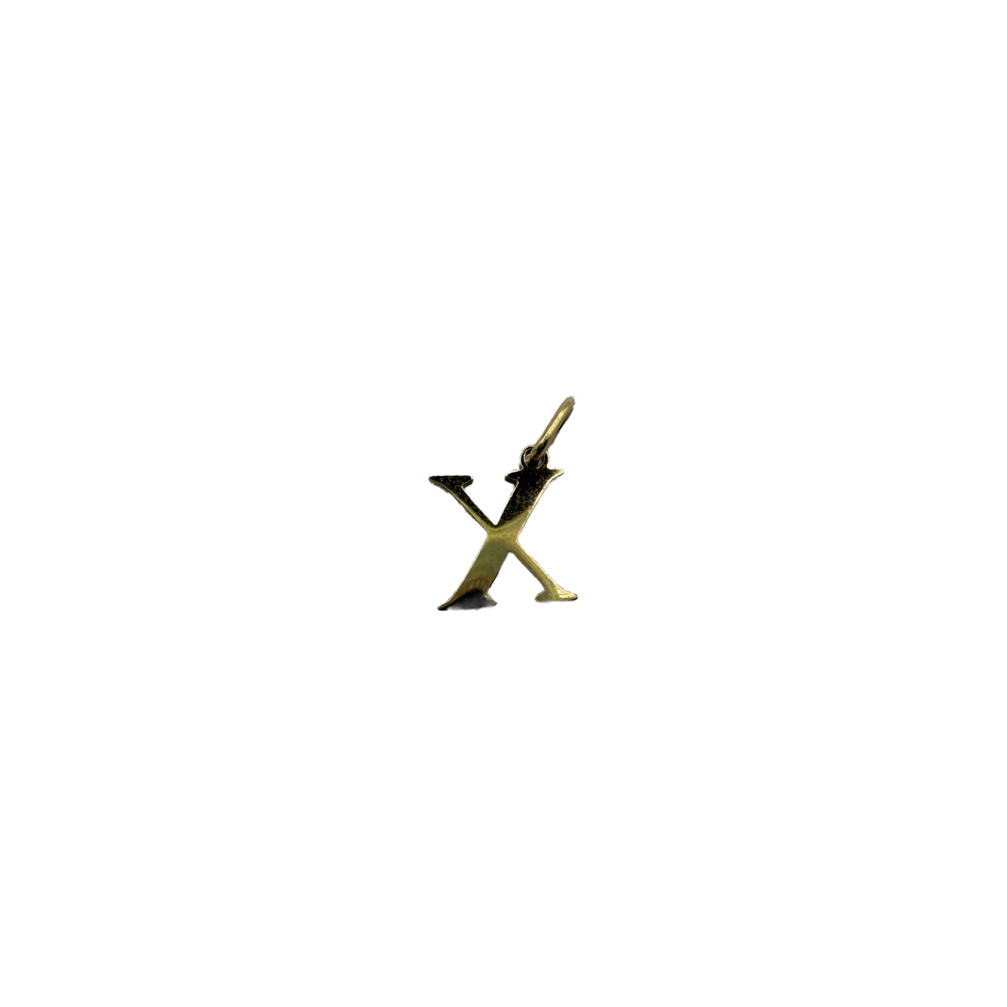 Polished gold initial X letter charm