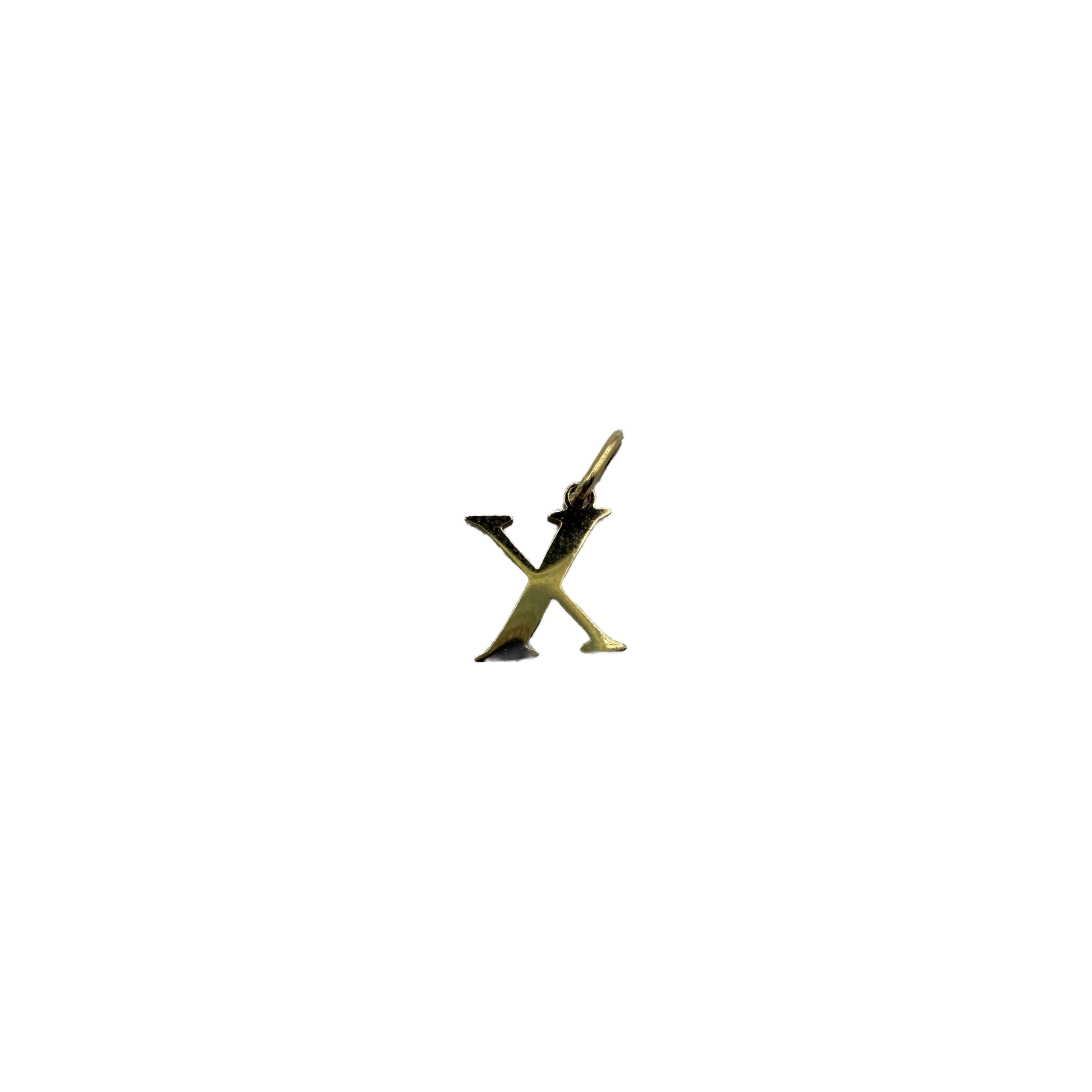Polished gold initial X letter charm