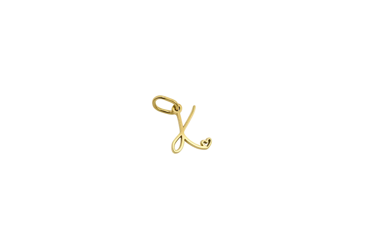 Gold script letter L with heart detail