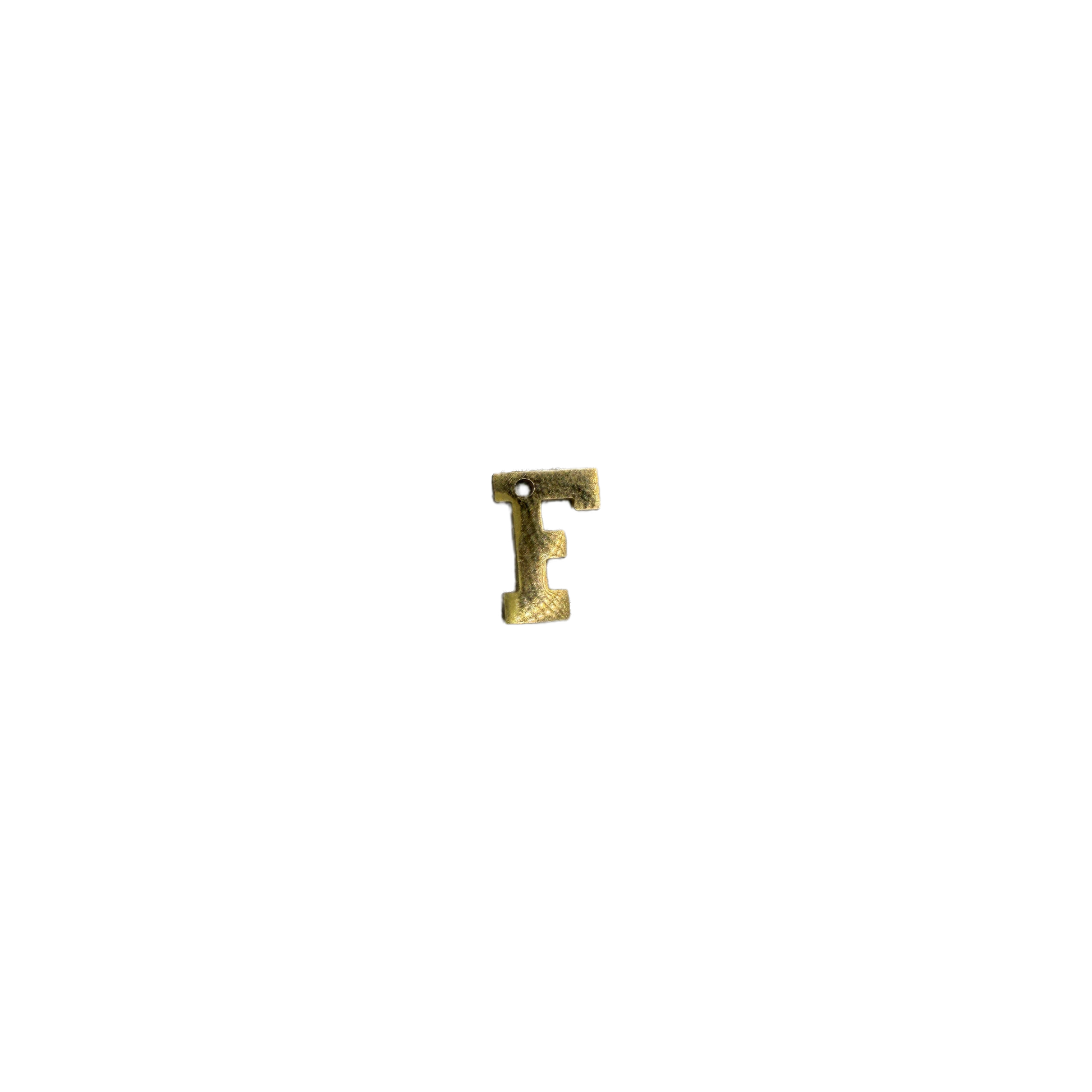 Textured gold block letter F charm