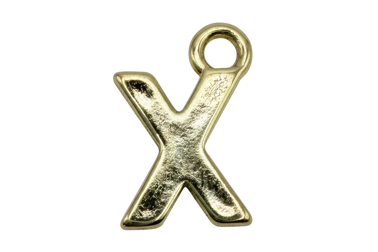 Textured gold letter X initial charm with hammered finish