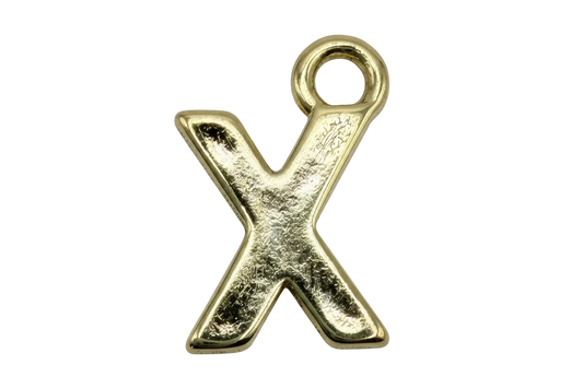Textured gold letter X initial charm with hammered finish