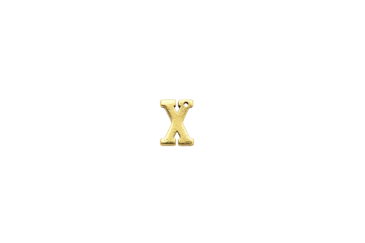 Textured gold X initial