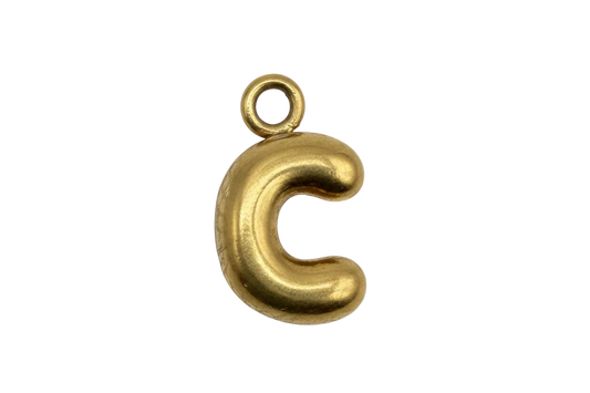 Polished gold puffy letter C initial pendant