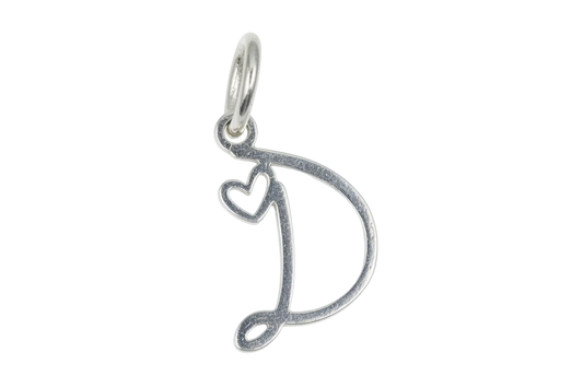 Silver heart-accent music note charm with antiqued finish on black background