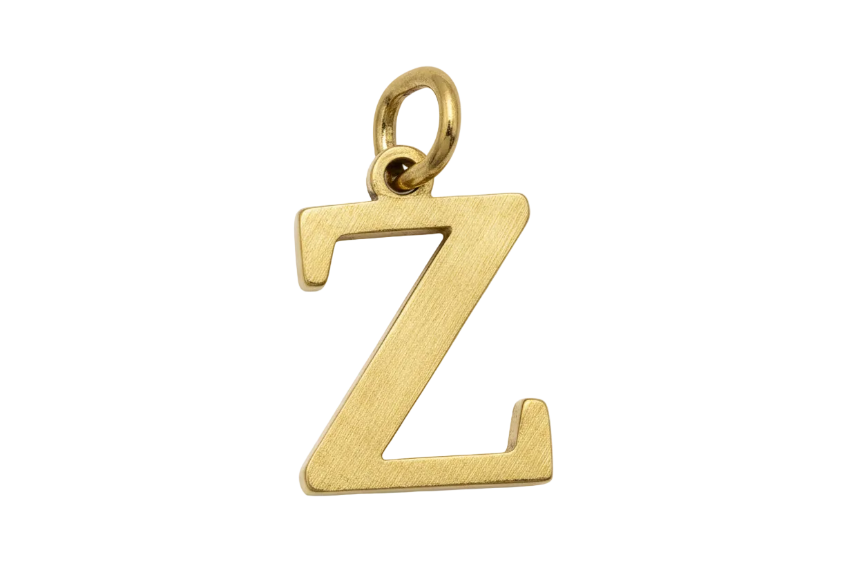 Gold block letter Z with softly textured finish