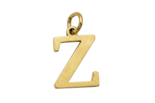 Gold block letter Z with softly textured finish