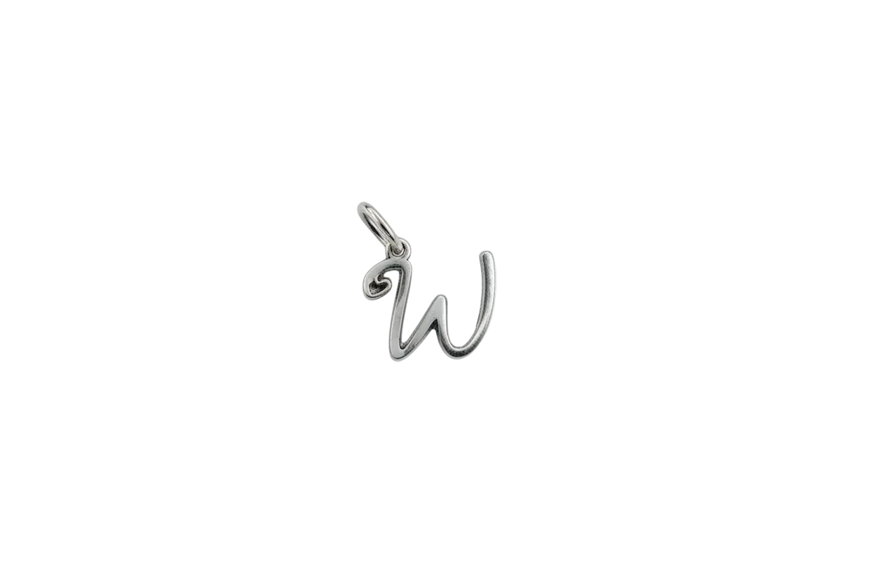 Silver initial N with heart detail