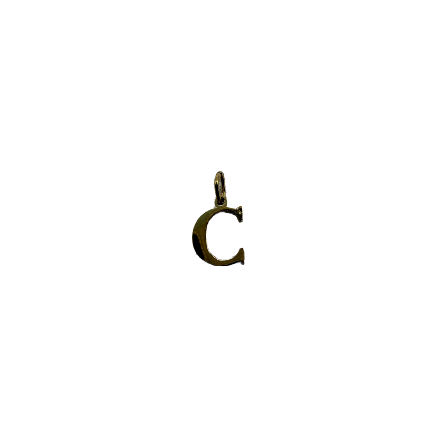 Polished gold letter C initial charm