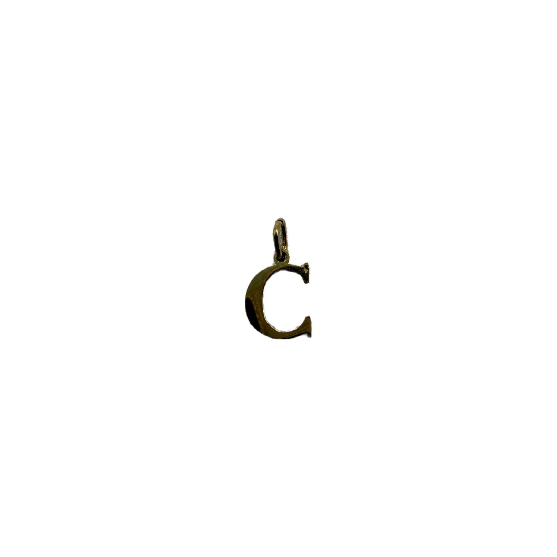 Polished gold letter C initial charm