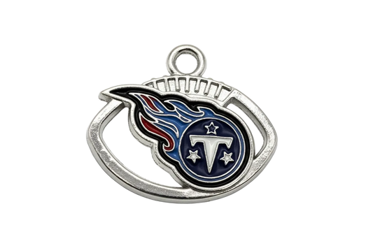 Silver oval helmet emblem with navy enamel flames, red accent, and a letter centerpiece with stars