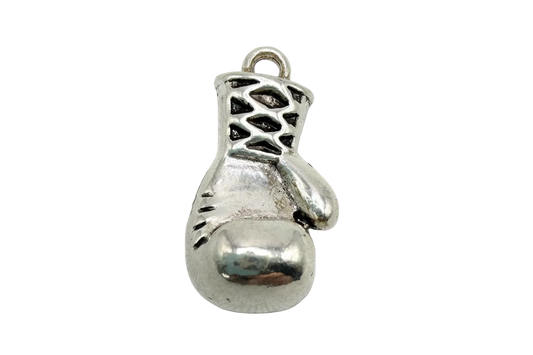 Polished silver high-top sneaker charm with lace-up detail and dark cutouts