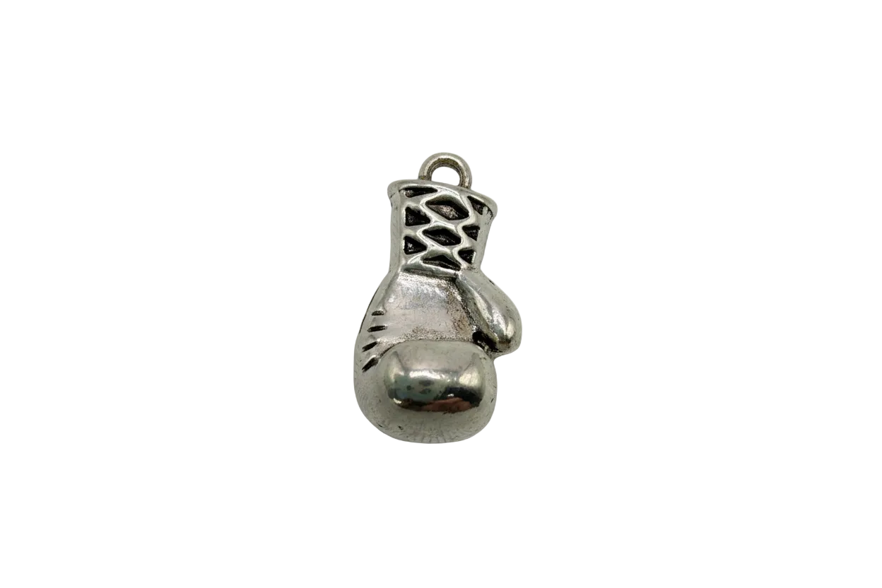 Silver high-top sneaker charm with lace-up detail