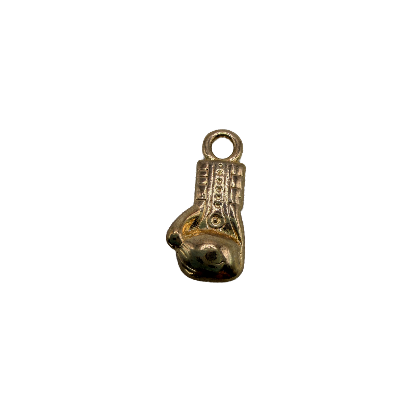 Gold boxing glove charm with lace detailing