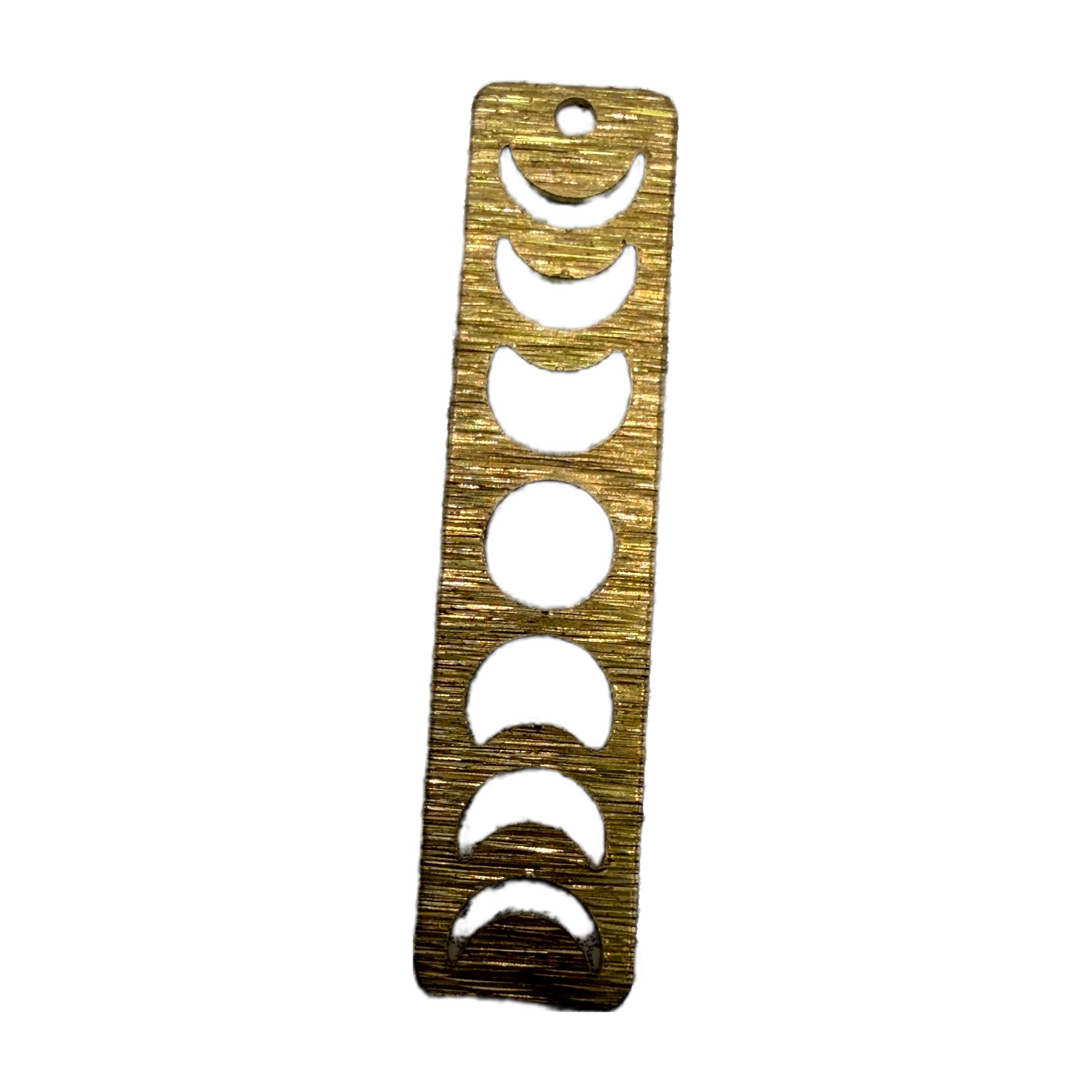 Brushed gold rectangular bar with black moon phase cutouts